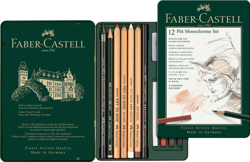 De Farber Casetell FC-11975 Pitt Monochrom Set Faber-Captell 12-Stéck Medium