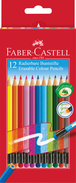 Faber castell fc-116612 kleurpotlood uitgumbaar etui 12 stuks