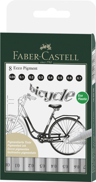 Faber Castell FC-166008 Ritning Pen FC ECCO Pigment 8st. linjebredder 0,05 - 0,7 mm