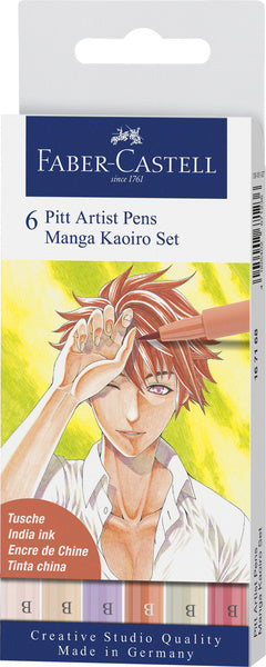 Faber Castell FC-167168 Drawing Pin Faber-Castell Pitt Artist Pen MANGA 6-stycken EDUI KAOIRO