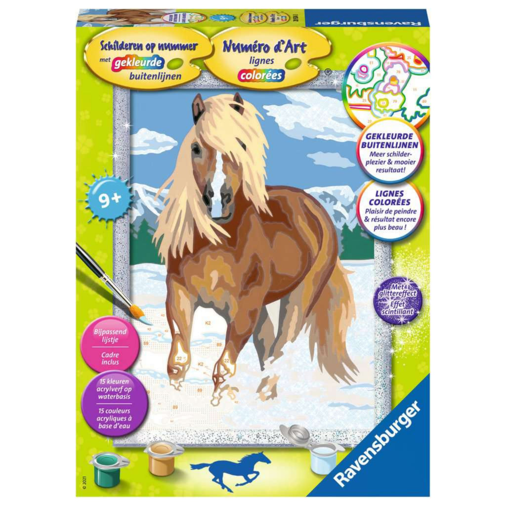 Pintura de Ravensburger por Number Horse en la nieve