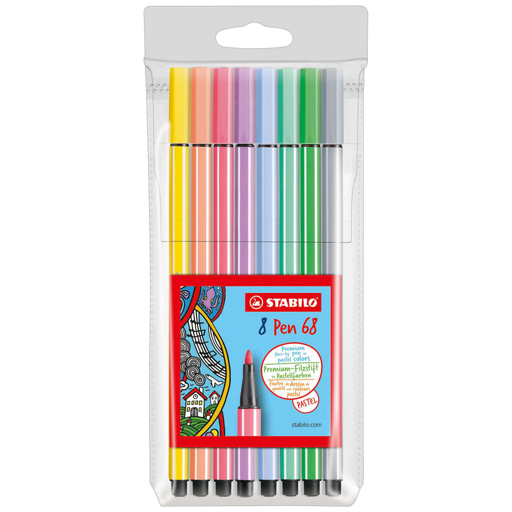 Stabilo Pen 68 Pastell Fillt -Tip Pens, 8ST.