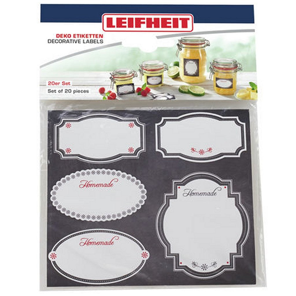 Leifheit 3218 etichette DECO autoadesivo 20 pezzi di bianco nero