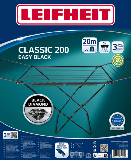Leifheit drying rack classic 200 easy black