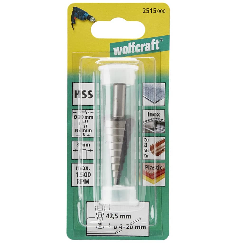 Wolfcraft Wolfcraft Treppenbohrer 8 mm 4 20 mm HSS Grey 2515000