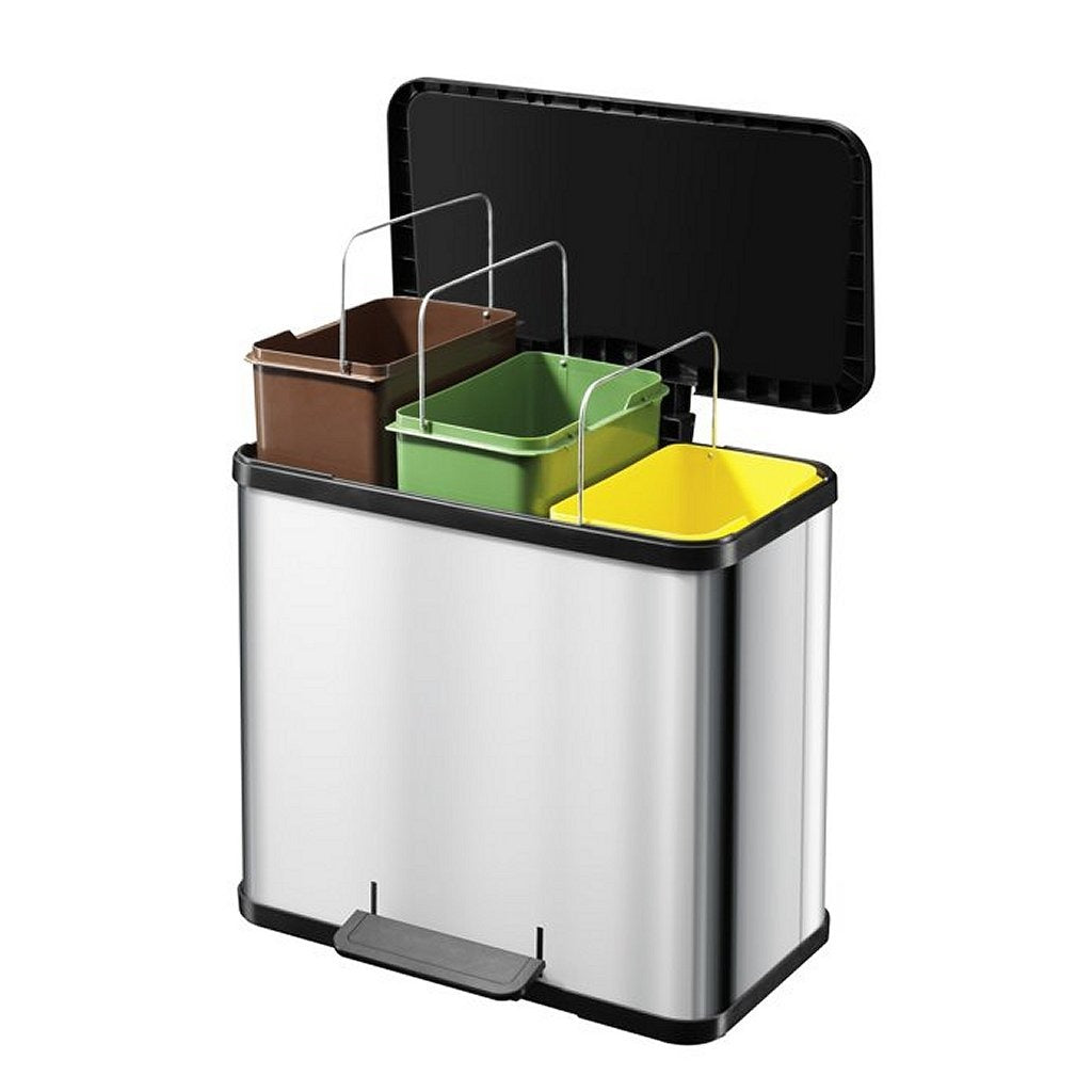 Hailo 0633-200 öko trio plus l pedal bin 3x9l rostfritt stål svart