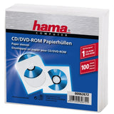 HAMA CD DVD Sleeves de protection Paper blanc 100 pièces