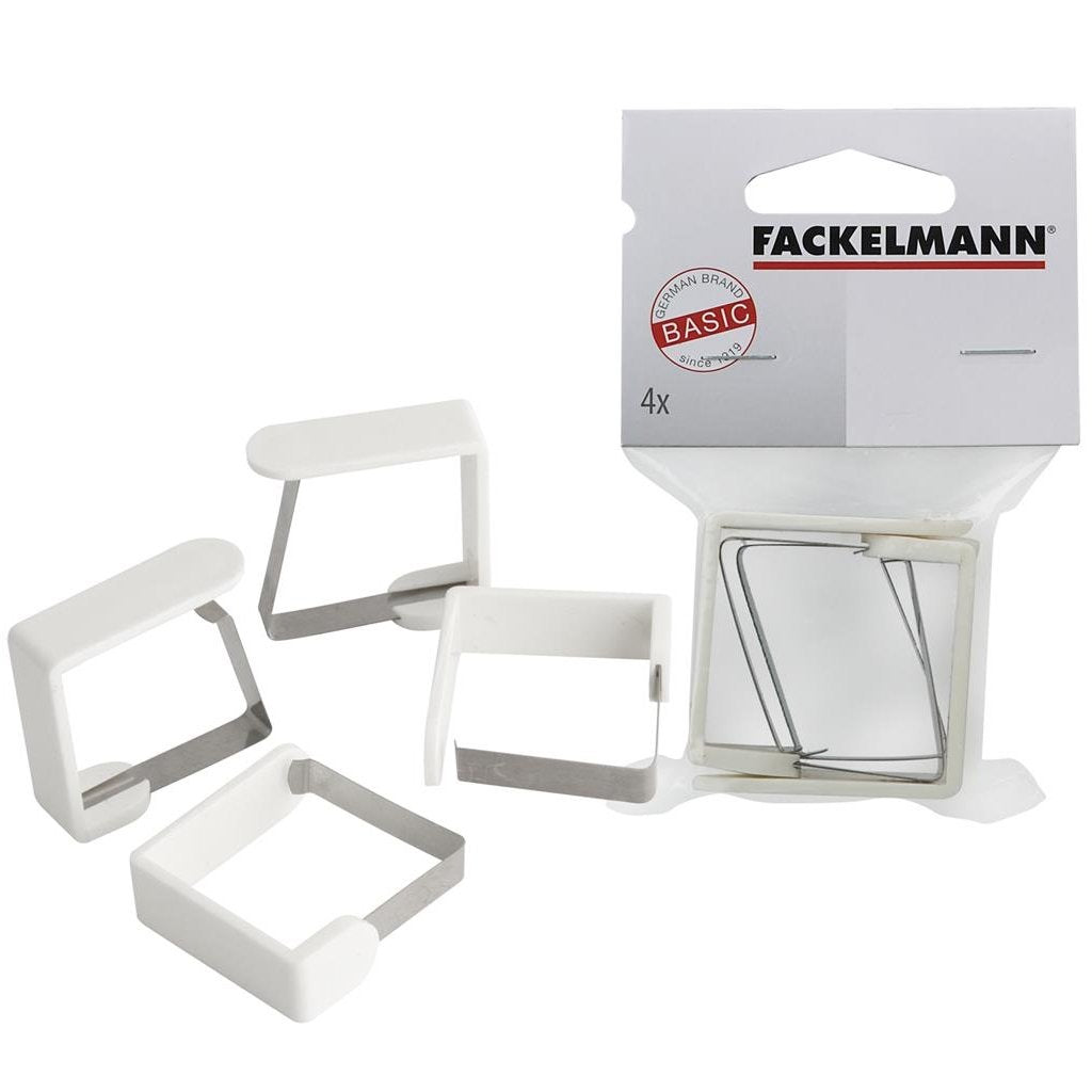 Facebollmann Fackmann Tabletcloth Clamps 4 Stéck 45 mm Edelstol Wäiss