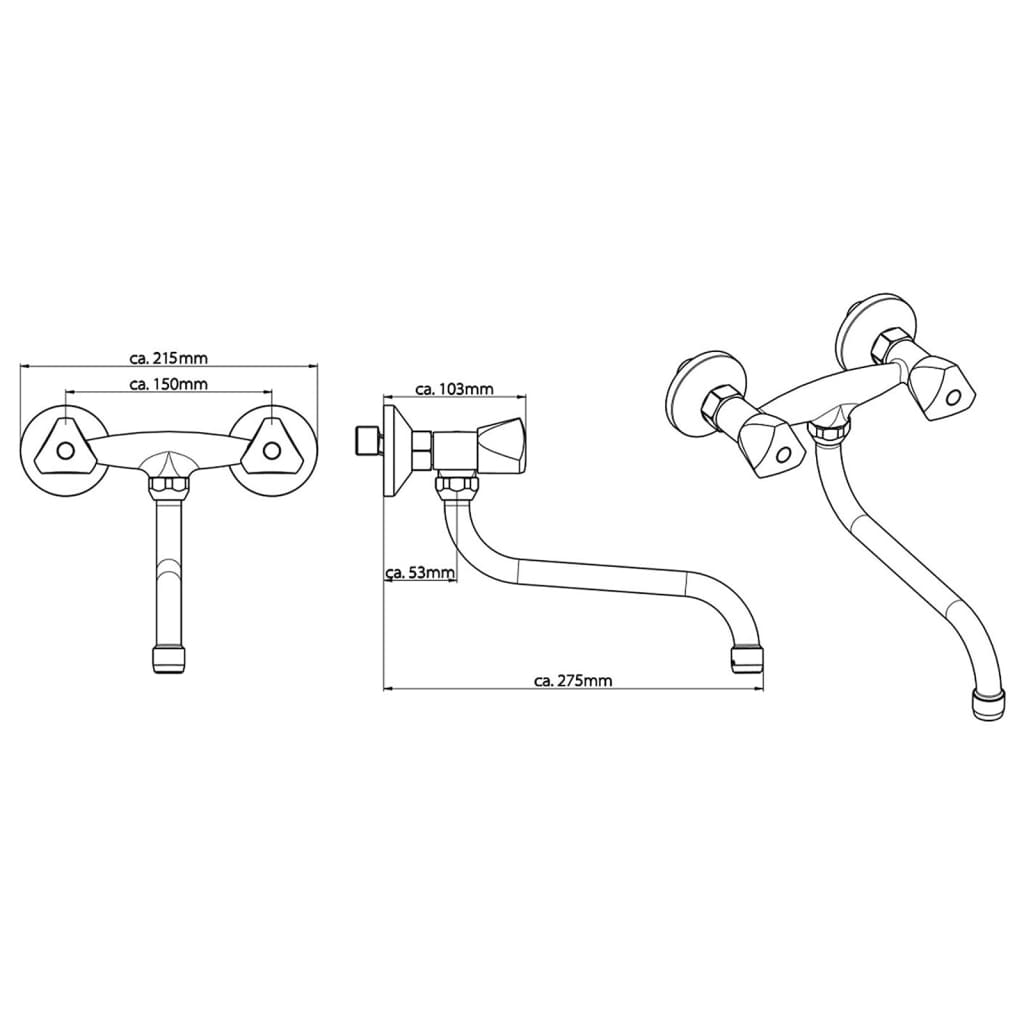 Schütte Schütte Two -Kutton Wall Mixer Cesti Chrome -färgad