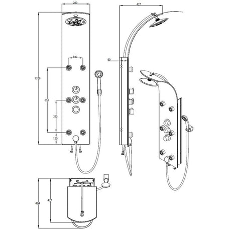 SCHÜTTE SCHÜTTE Douchepaneel met thermostatische kraan LANZAROTE glas zwart