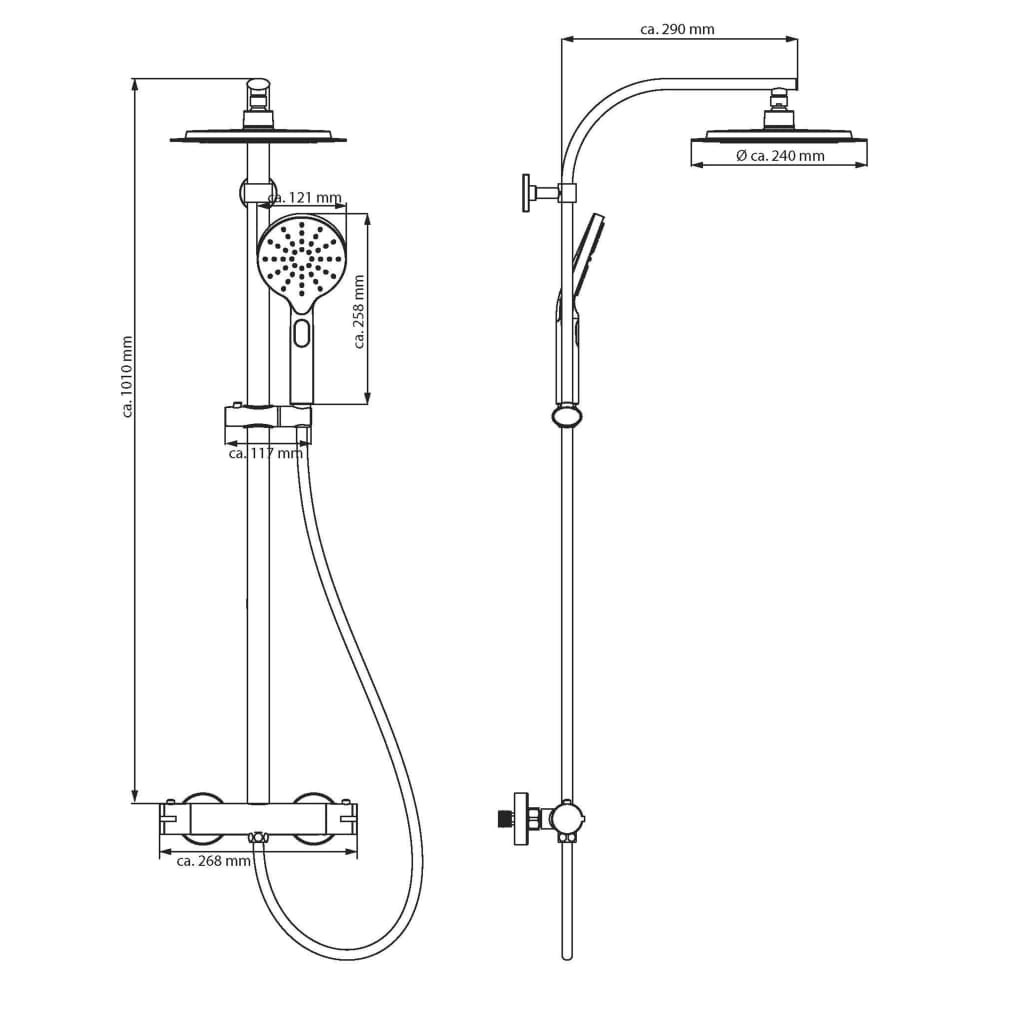 SCHÜTTE SCHÜTTE Regendoucheset MADURA FRESH matzwart