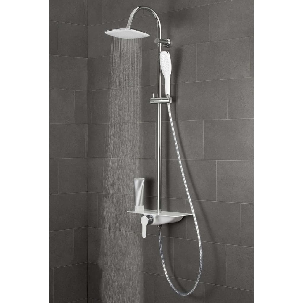 Schüte Schüte Rain Shower Set med Mixer Tap og Plateau Waterway Chrome-White