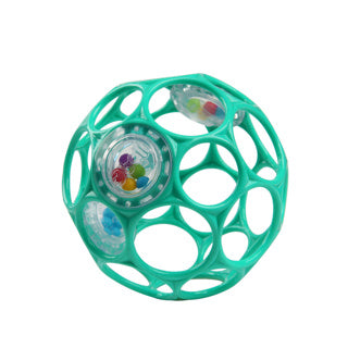 Oballové chrastítko snadné uchopení zelené | 3 kusy
