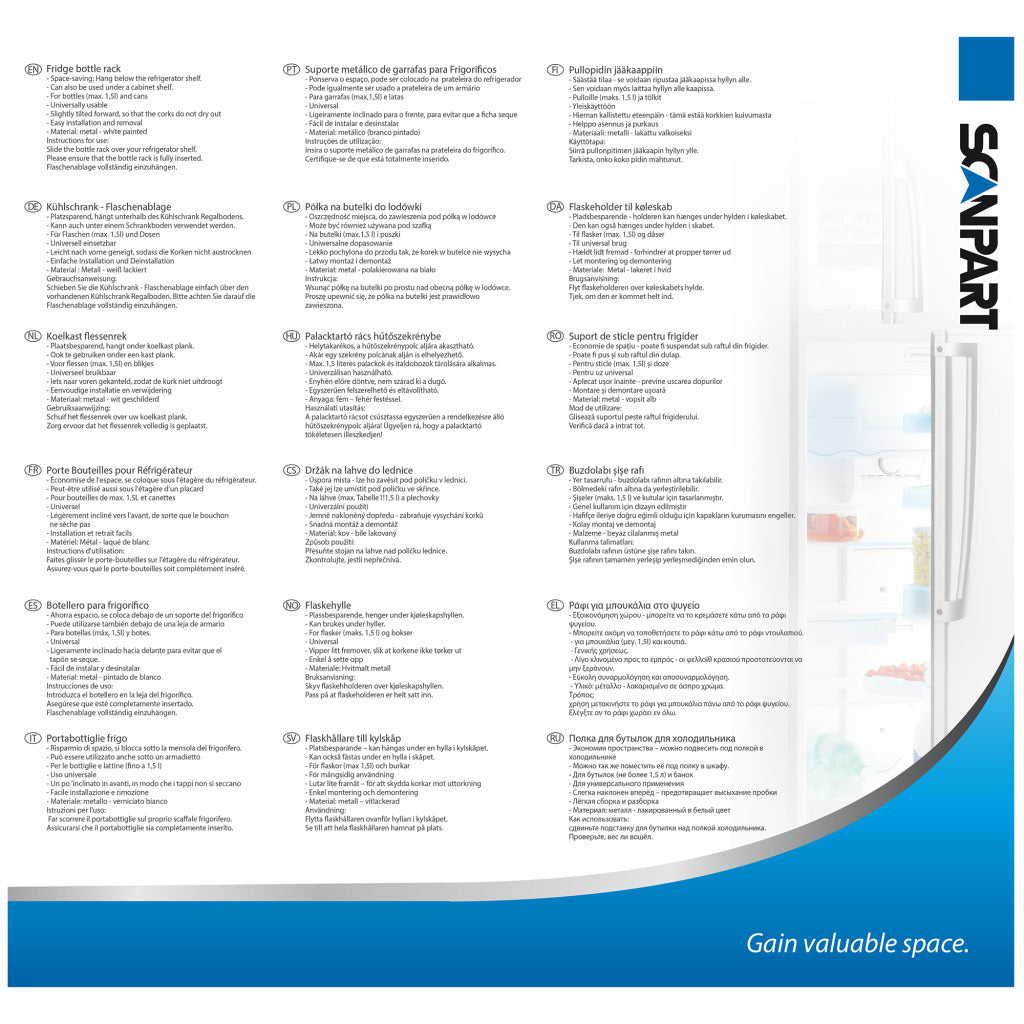 ScanPart -Kühlschrankflaschen -Rack 3 Flaschen