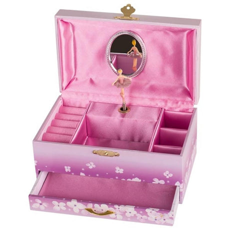 Music box ballerina with drawer. 19.3x11x9