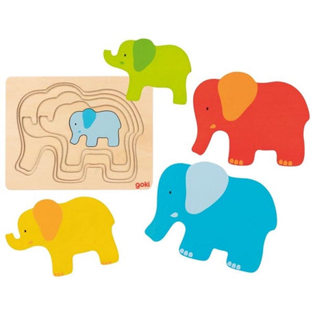 Goki Wooden Layer Elephant, 5st.