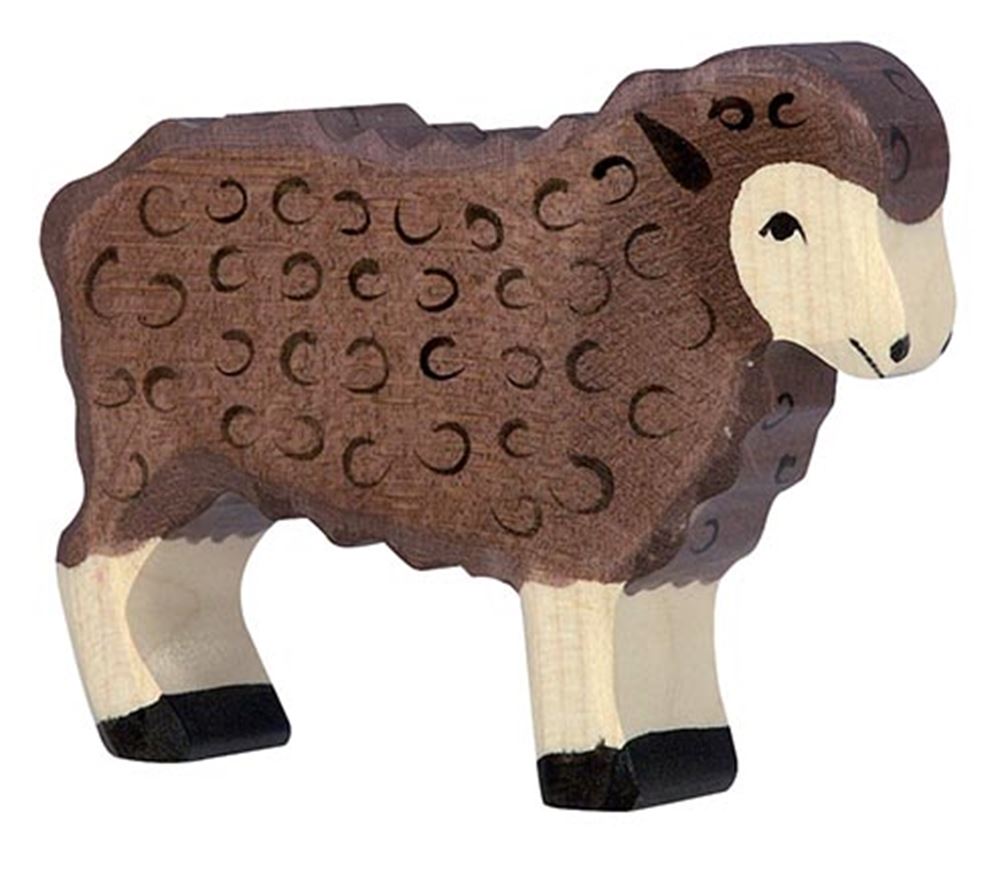 Holztiger sheep, standing, black. 10 cm.