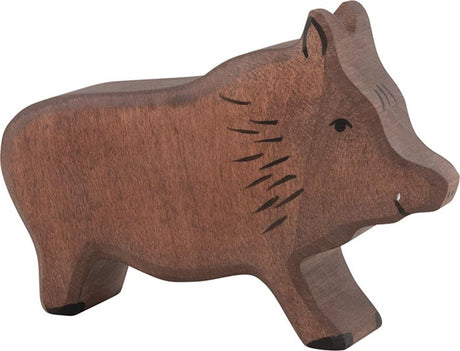 Holztiger Bëschdéieren - Wëllschwäin - 12x3x8cm - Holzfigur - handgemaach