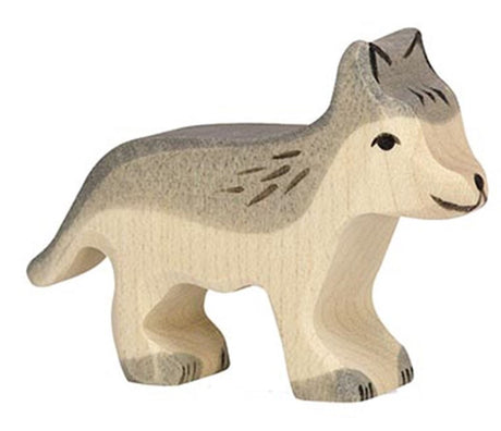 Holztiger skogsdyr - ulv liten - 7x2x5cm - trefigur - håndlaget