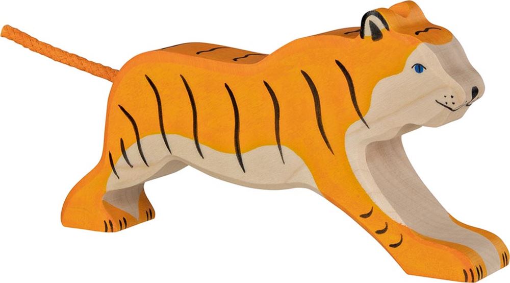 Holztiger tiger, running. 17 cm.