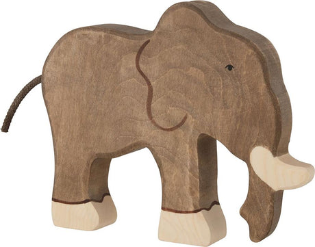 Holztiger Elefant. 19 cm.