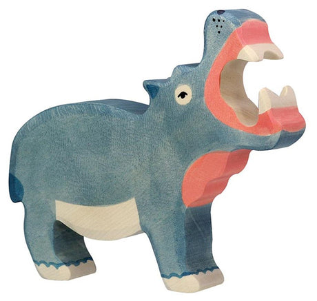 Holztiger Hippopotamus. 18 cm.