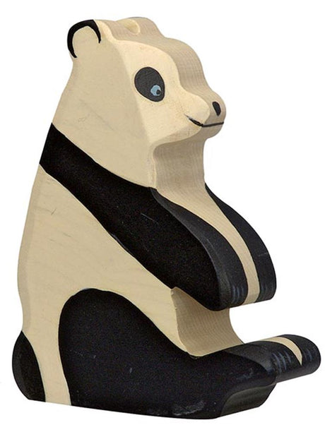 Urso panda Holztiger, sentado. 10 cm.