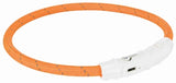 Trixie luminous dog collar flash usb tpu nylon orange