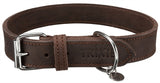 Trixie collar dog rustic fat leather dark brown