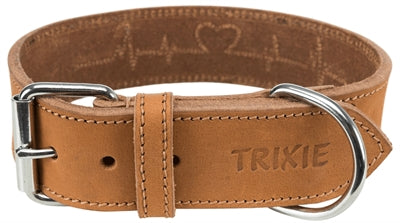 Trixie Collar Dog Rustikální tuk kožená kůže hnědá