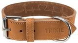 Trixie collar dog rustic fat leather heartbeat brown