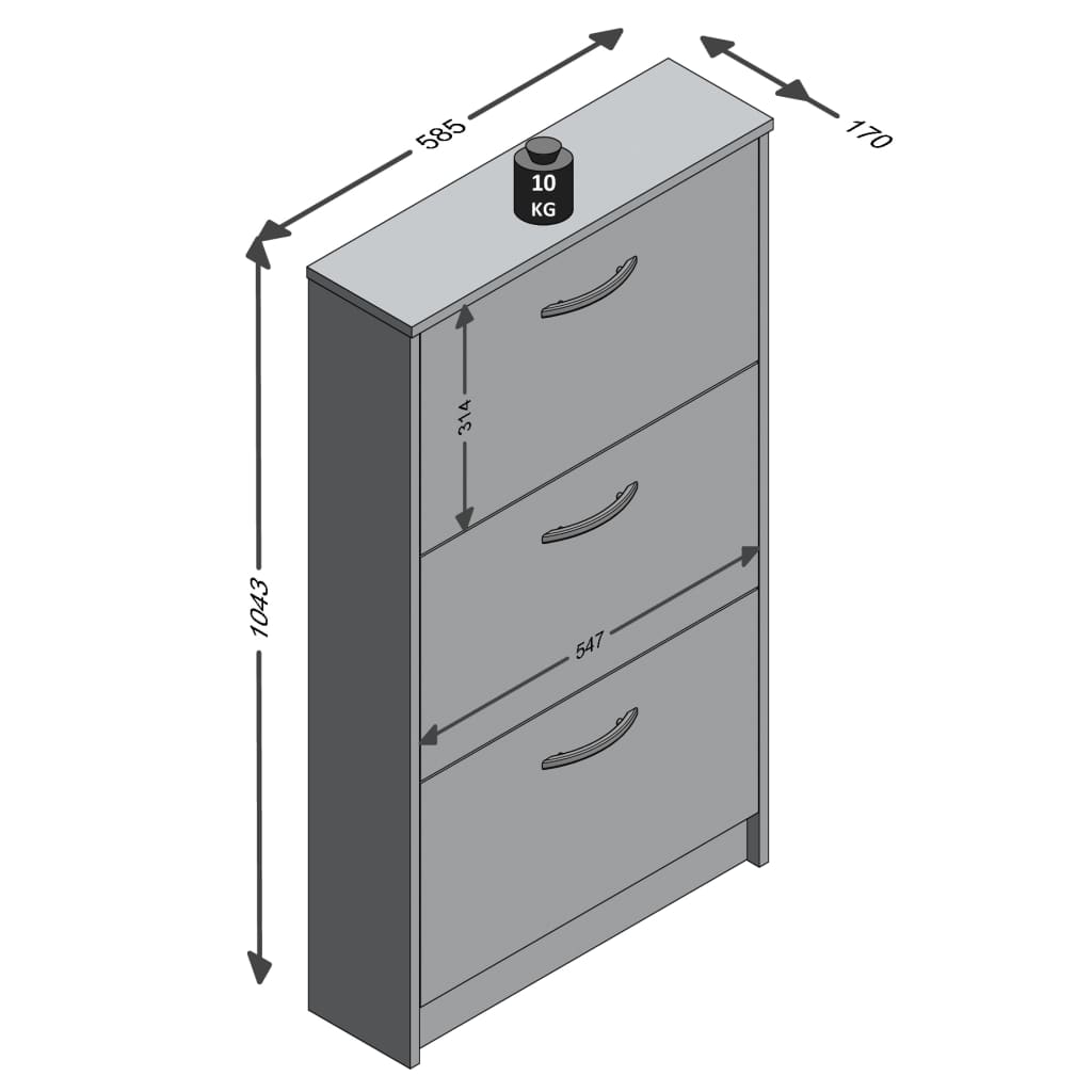 FMD FMD Shoe cabinet with 3 tilting compartments White