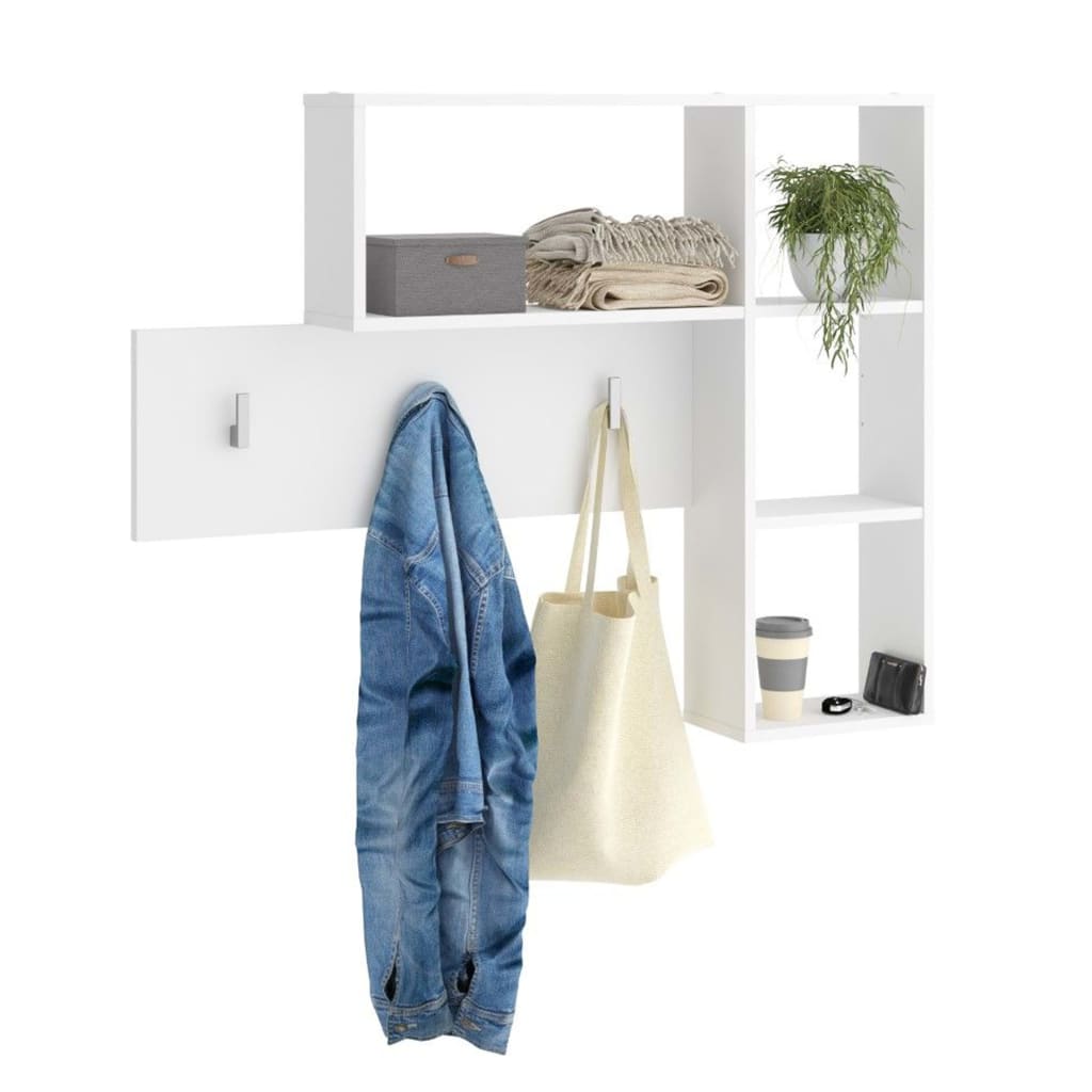 Rack de manteau mural FMD FMD avec 4 compartiments ouverts blancs