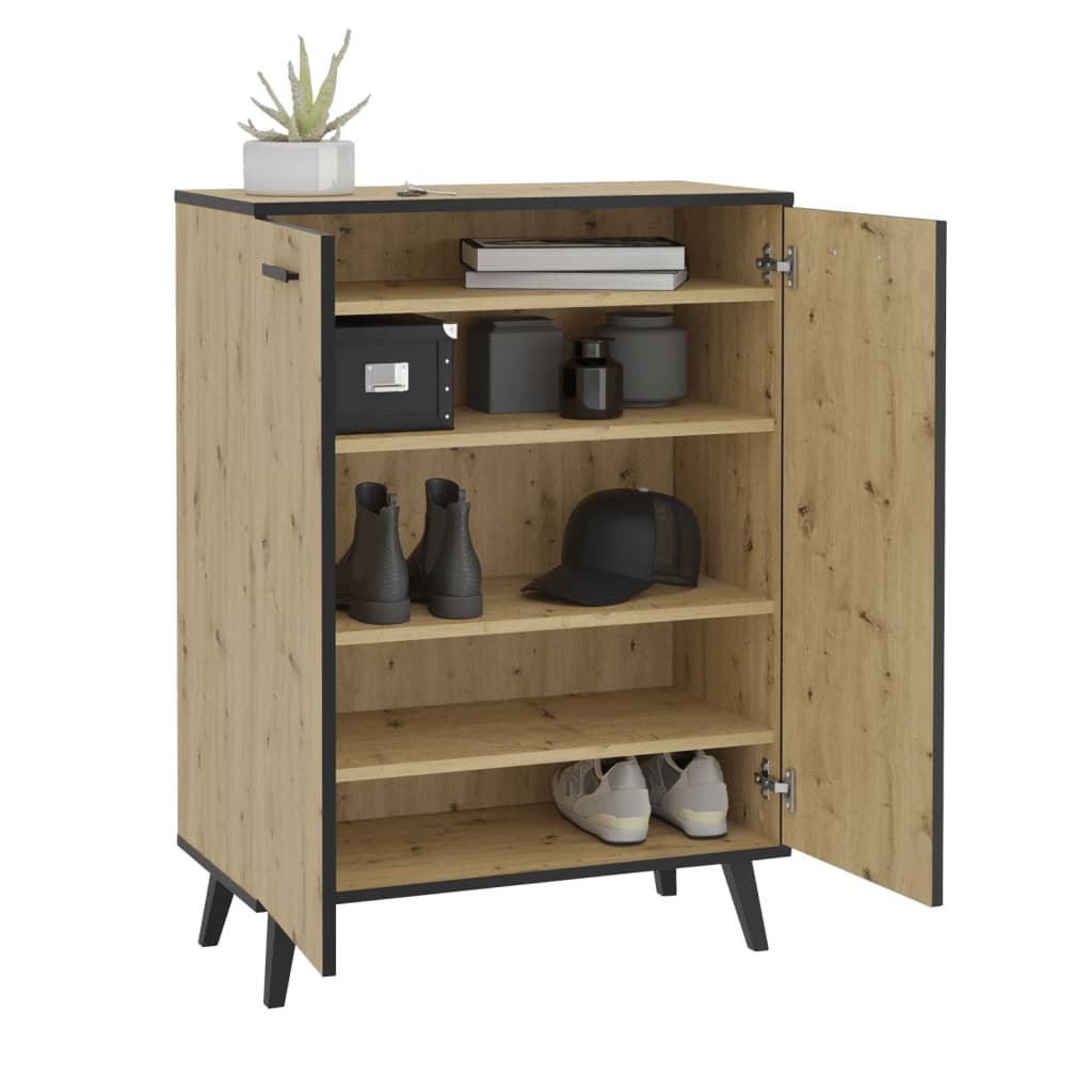 Armoire à chaussures FMD FMD avec 5 compartiments 68,5x33x93,5 cm chêne artisanal