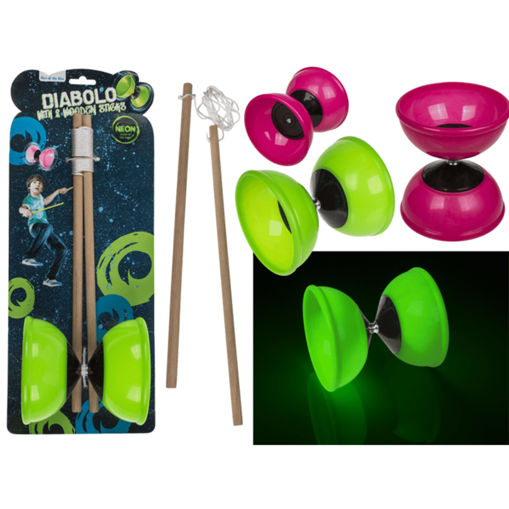 Diabolo with 2 sticks, glow in the dark.