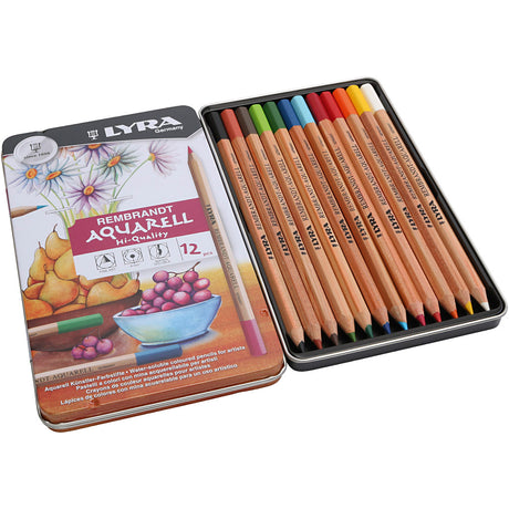 Lápis aquarela Lyra rembrandt, diversas cores, 12 peças, 1 caixa