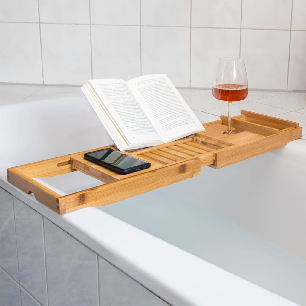 Hi hi bathtub rack adjustable (70-105) x22x4 cm bamboo