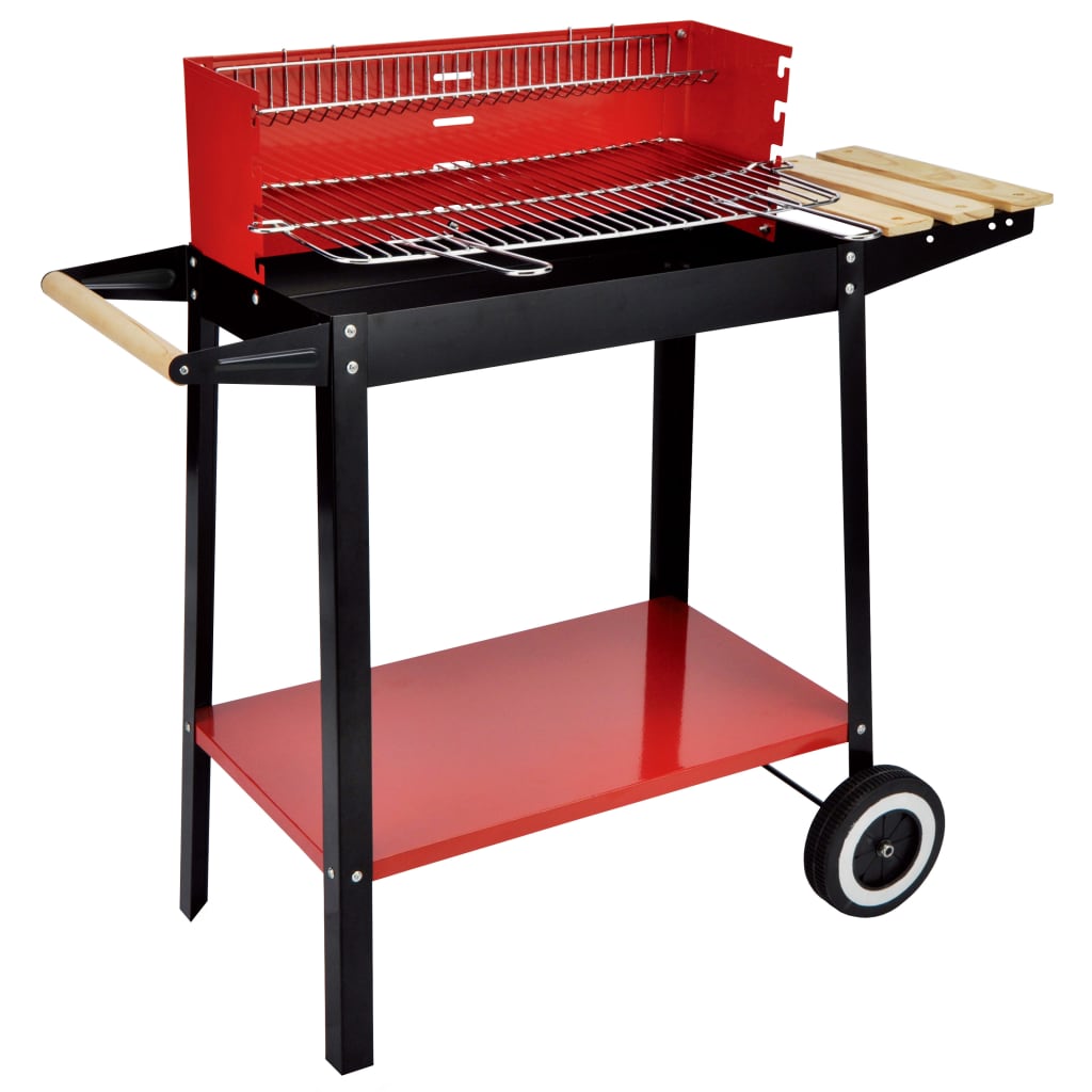 HI HI Barbecuewagen houtskool 88x44x83 cm rood