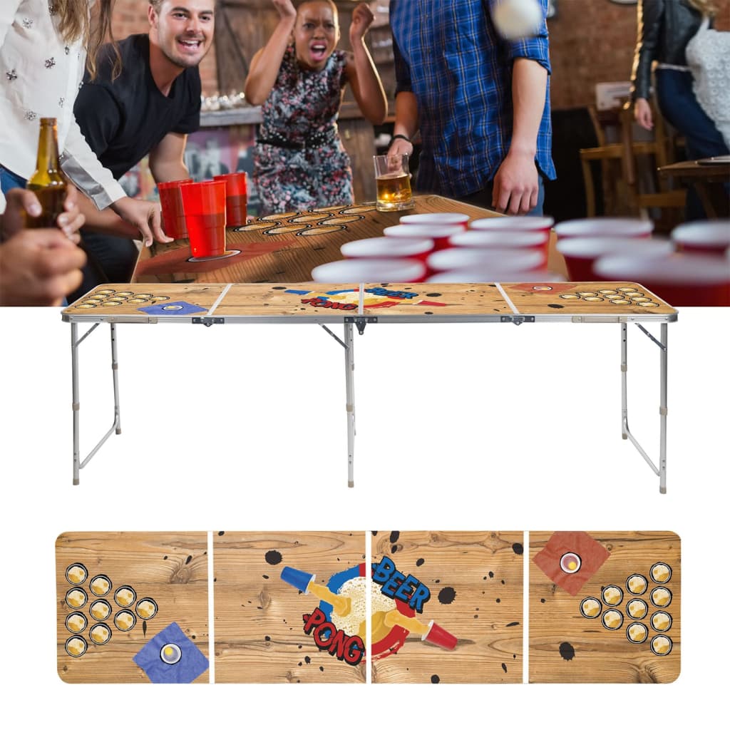 Hi Hi Beer Pong Tisch faltbar 240 x 60 x 55 cm MDF und Aluminium