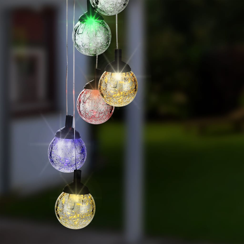 HI HI Decoratielamp solar LED 6 peertjes craquelé glas