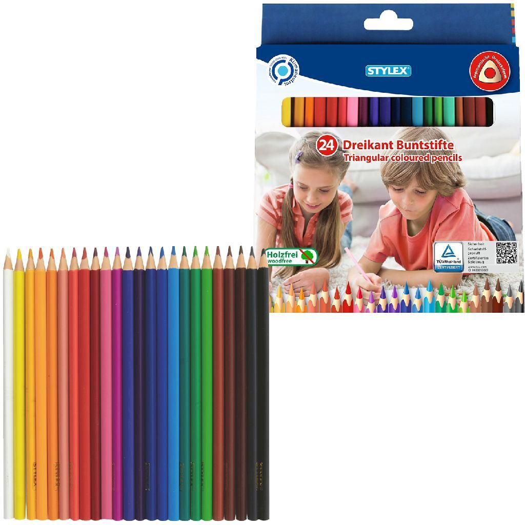 Crayons de couleur triangulaire Stylex 24 couleurs