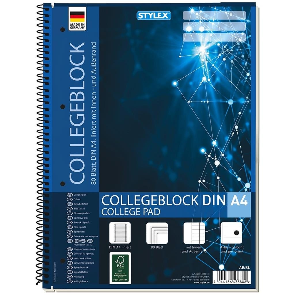 Stylex A4 lecture block with lines 80 sheets