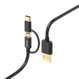 Hama 2in1-Micro-USB cable with USB-Type-C adapter 1 m Black