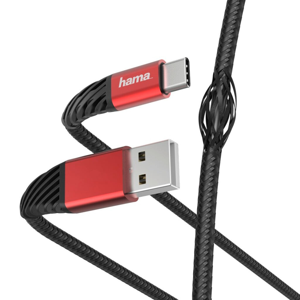 HAMA Podatkovni kabel USB-A USB-C 1,5 M Črno rdeča