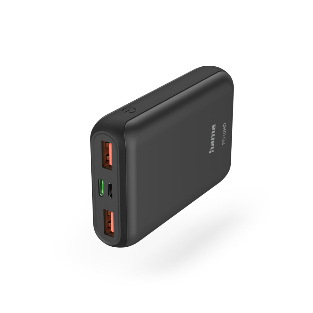 Hama Power Pack PD10-HD 10000mAh 2x USB-A 1x USB-C for fast loading Ans.