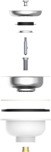 Kirchhoff plastic basket strainer, 1 1/2", stainless steel valve cup and strainer ø114 mm - 98835240