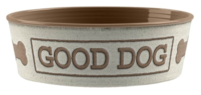 Tarhong Food Bol Good Dog Mélamine blanche Taupe