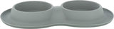 Trixie Food Bowl Bin Agua Doble Silicona Acero inoxidable Gris