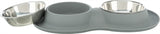 Trixie Food Bowl Bin Agua Doble Silicona Acero inoxidable Gris