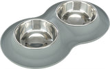 Trixie Food Bowl Bin Agua Doble Silicona Acero inoxidable Gris